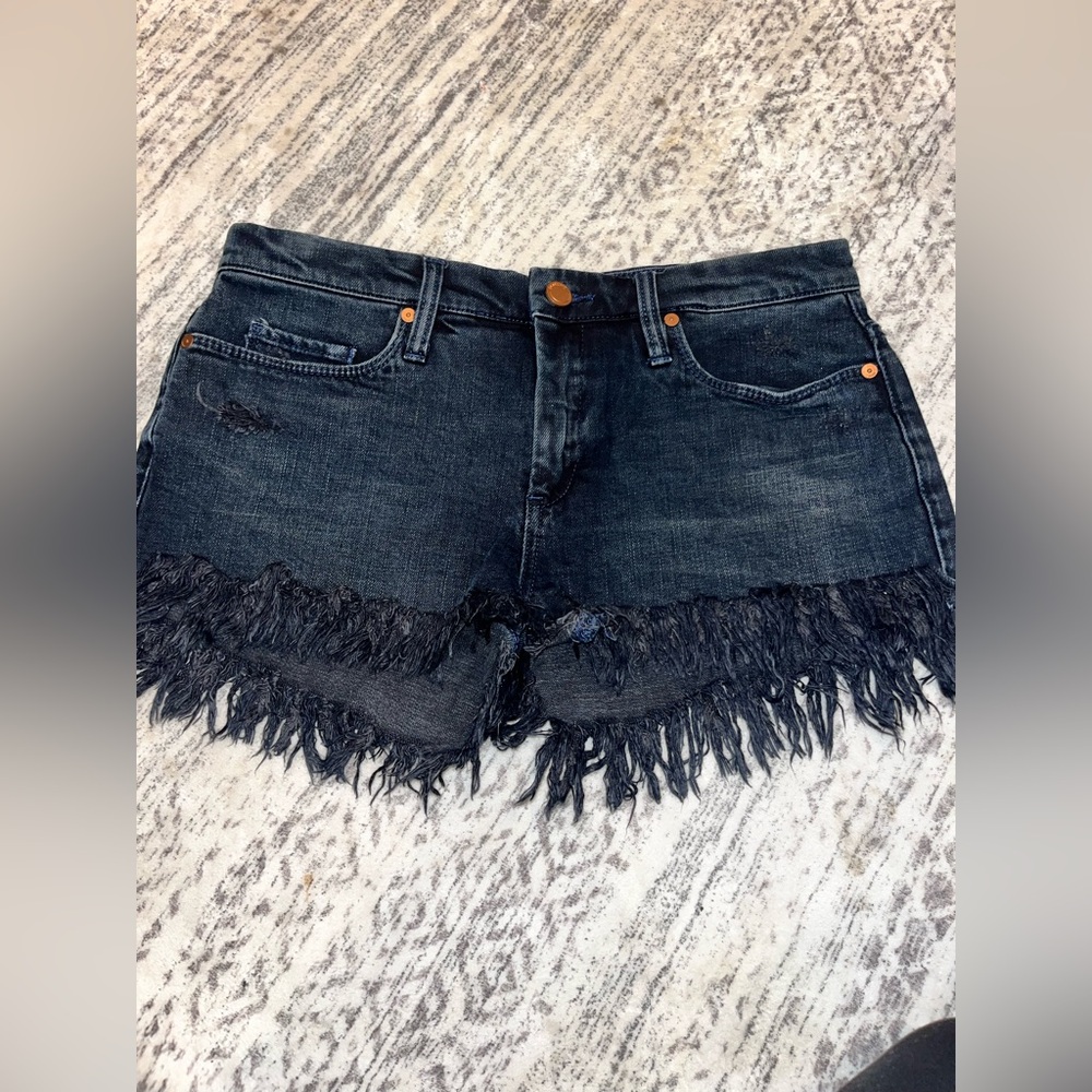 Blank NYC Distressed Dark Blue Jean Shorts